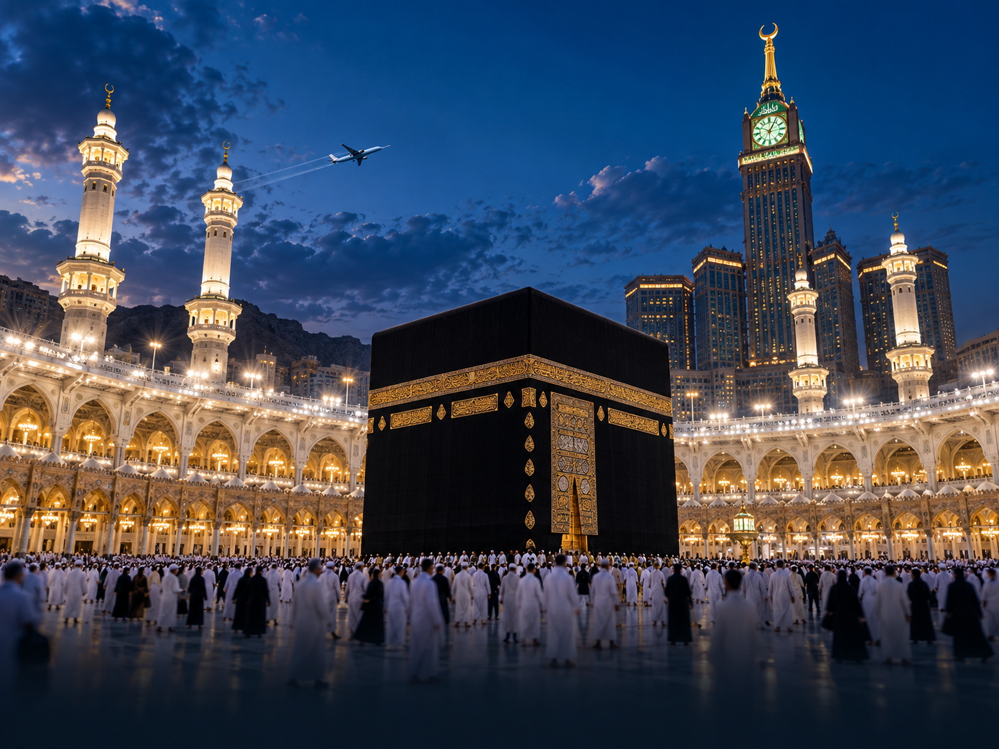 The Holy Kaaba illuminated on a December evening