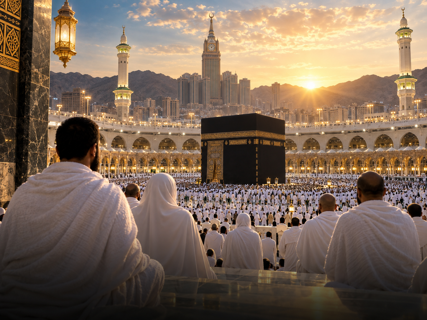Pilgrims overlooking the Holy Kaaba during Hajj